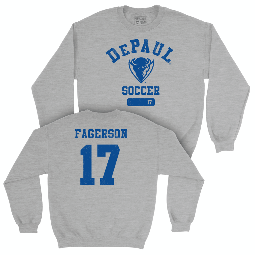 DePaul Women's Soccer Sport Grey Varsity Crew - Tessa Fagerson | #17 Youth Small