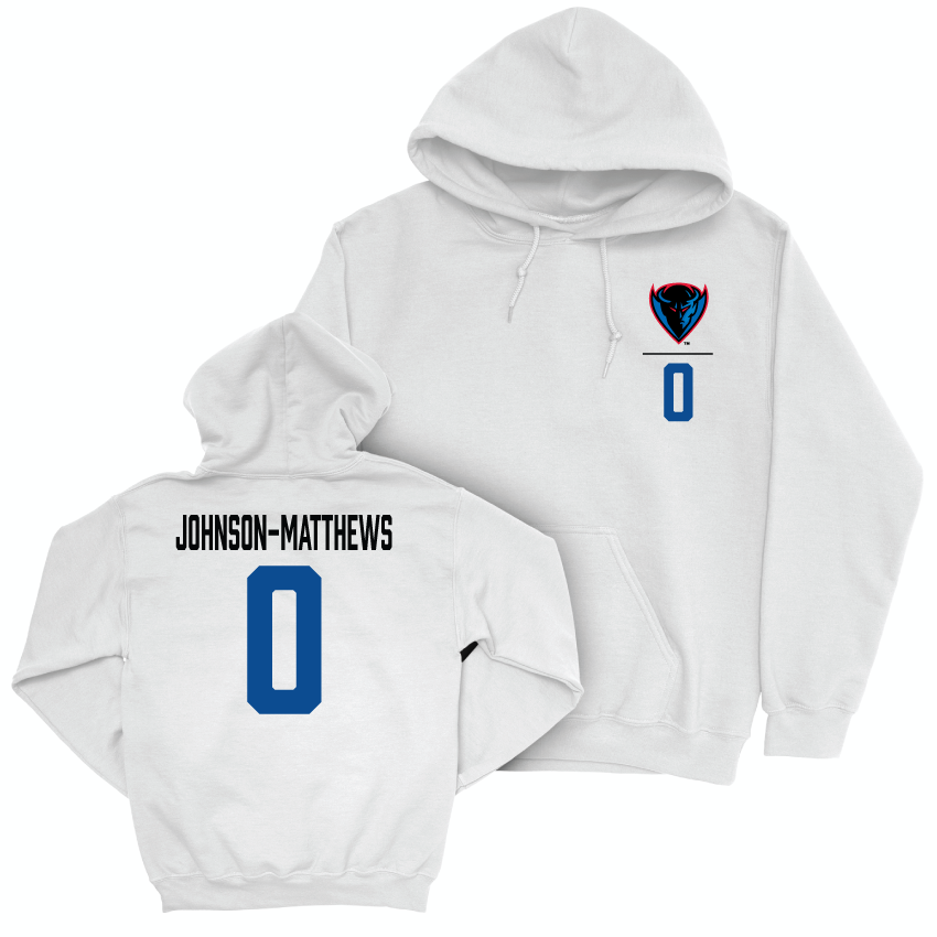 DePaul Women's Basketball White Logo Hoodie - Taylor Johnson-Matthews | #0 Youth Small