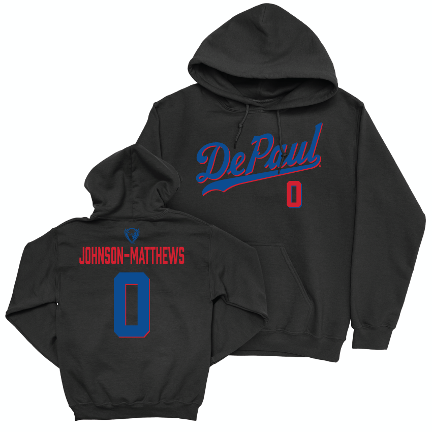 DePaul Women's Basketball Black Script Hoodie - Taylor Johnson-Matthews | #0 Youth Small