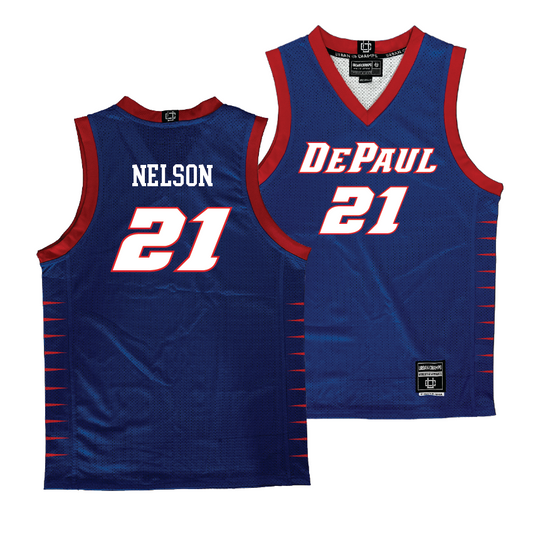 DePaul Men's Royal Basketball Jersey - Da'Sean Nelson | #21