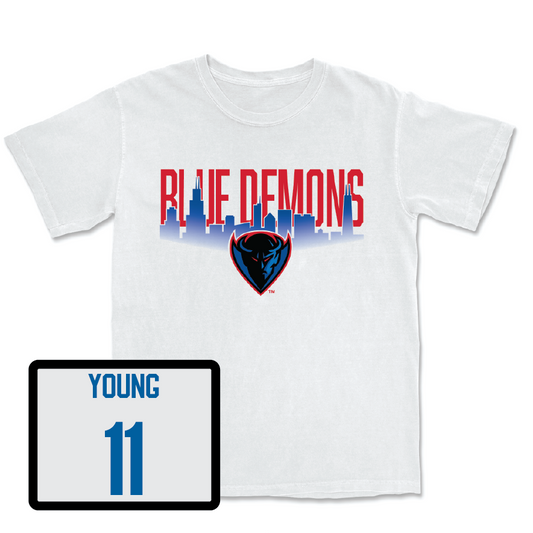 Men's Basketball White Skyline Comfort Colors Tee - Keyondre Young