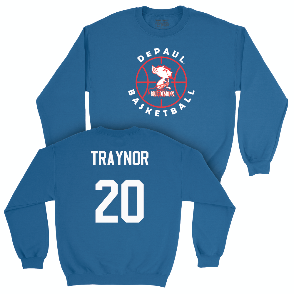 Blue Men's Basketball Retro Crewneck  - Jayden Traynor