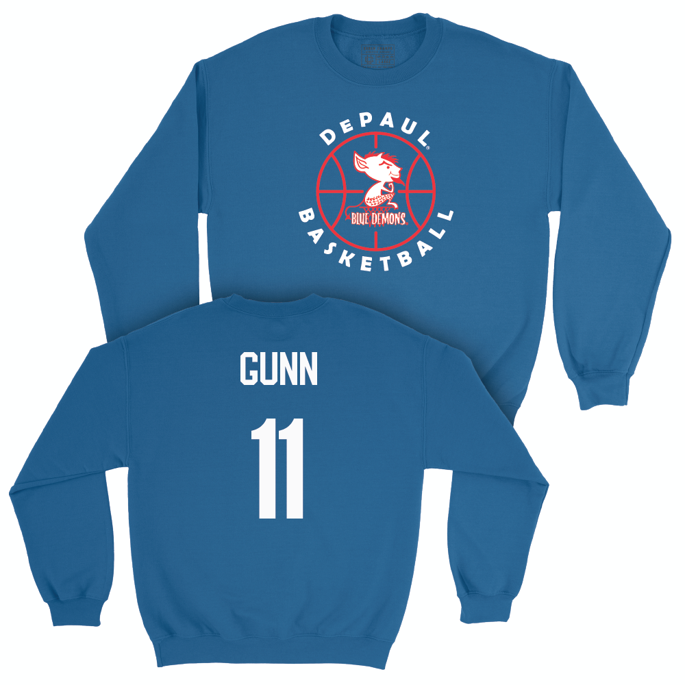 Blue Men's Basketball Retro Crewneck  - CJ Gunn