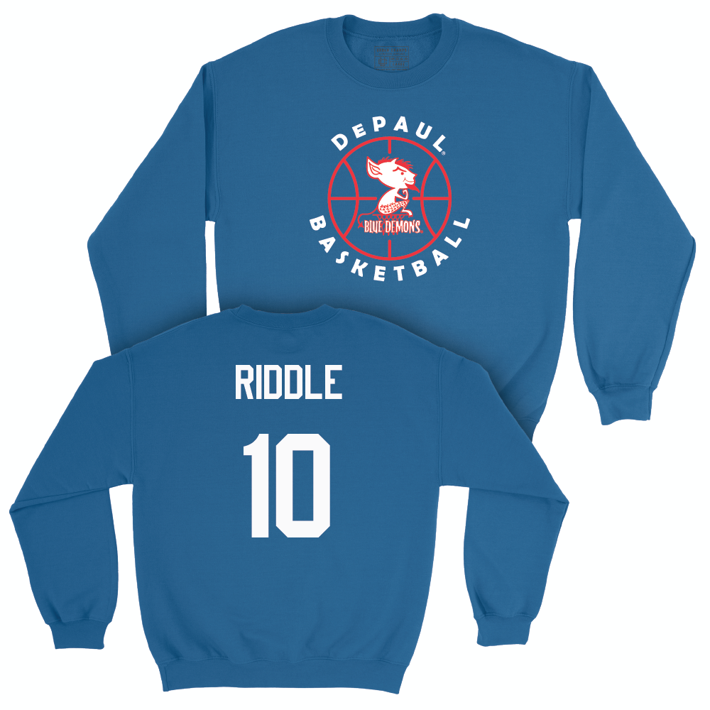 Blue Men's Basketball Retro Crewneck  - Chris Riddle