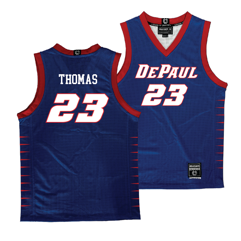 DePaul Men's Royal Basketball Jersey  - David Thomas