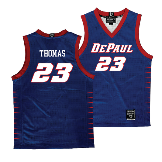 DePaul Men's Royal Basketball Jersey  - David Thomas