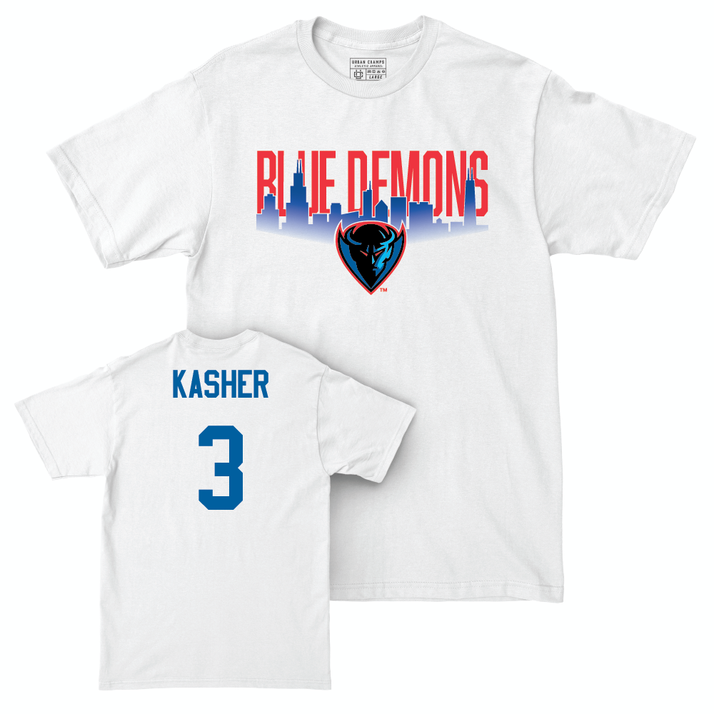 Men's Basketball White Skyline Comfort Colors Tee  - Nate Kasher