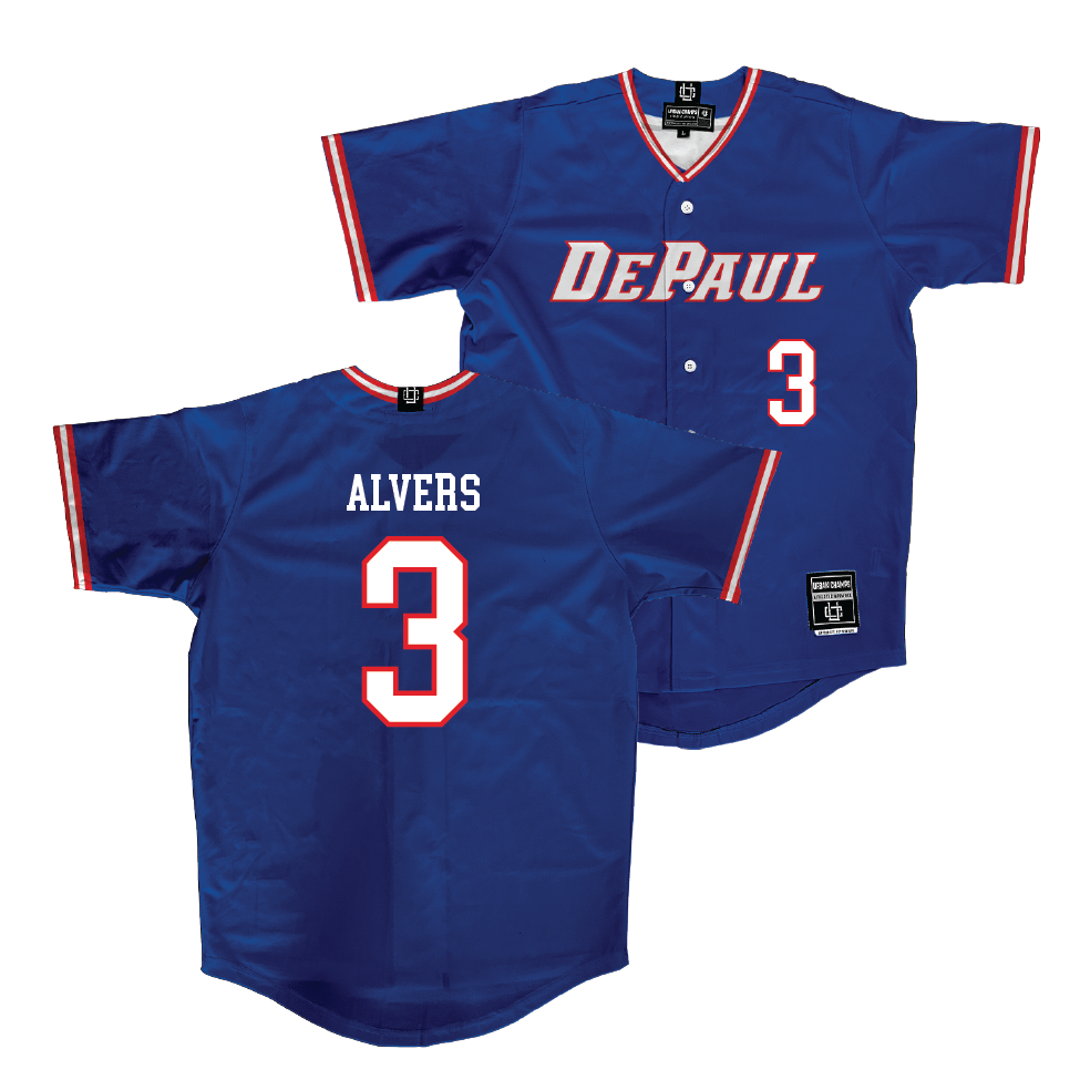 DePaul Softball Blue Jersey   - Carly Alvers