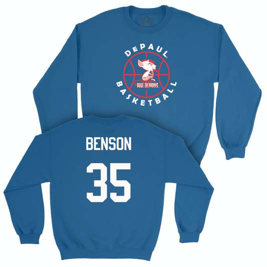 Blue Men's Basketball Retro Crewneck  - Nj Benson