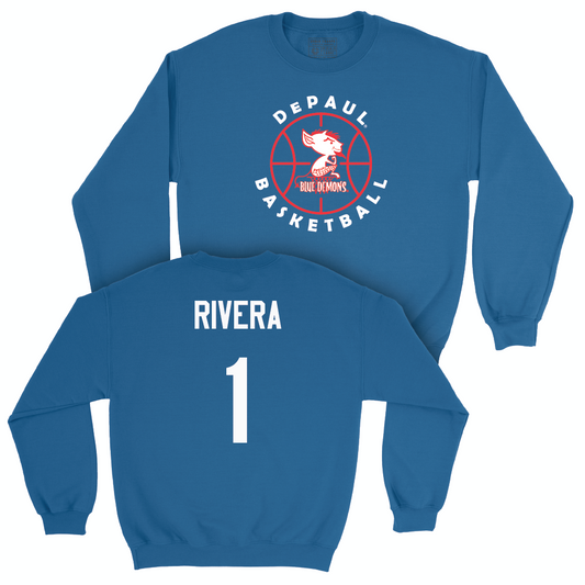 Blue Men's Basketball Retro Crewneck  - Isaiah Rivera