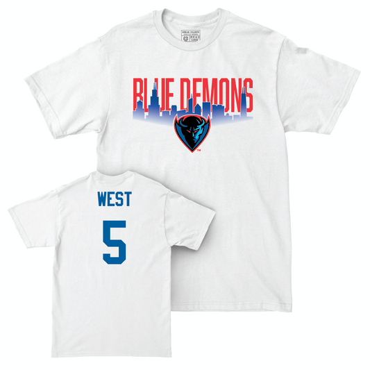 Women's Basketball White Skyline Comfort Colors Tee - Alayna West